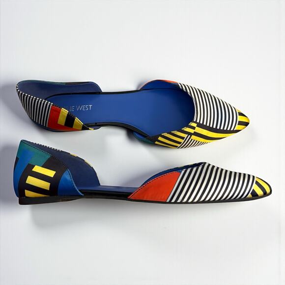 Nine West Starship D’Orsay Flats Multi Stripe Size 9 - Picture 3 of 6